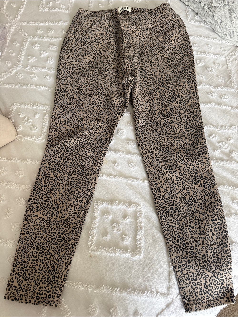 Seven7 Leopard-Print Skinny Pants in Beige & Black